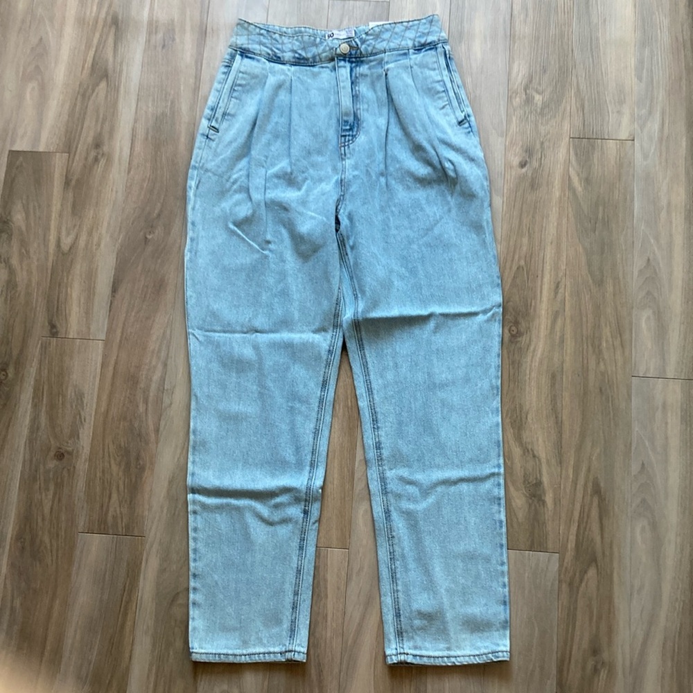 So Super high rise straight woven denim jean pant quilted design waistband 9 29